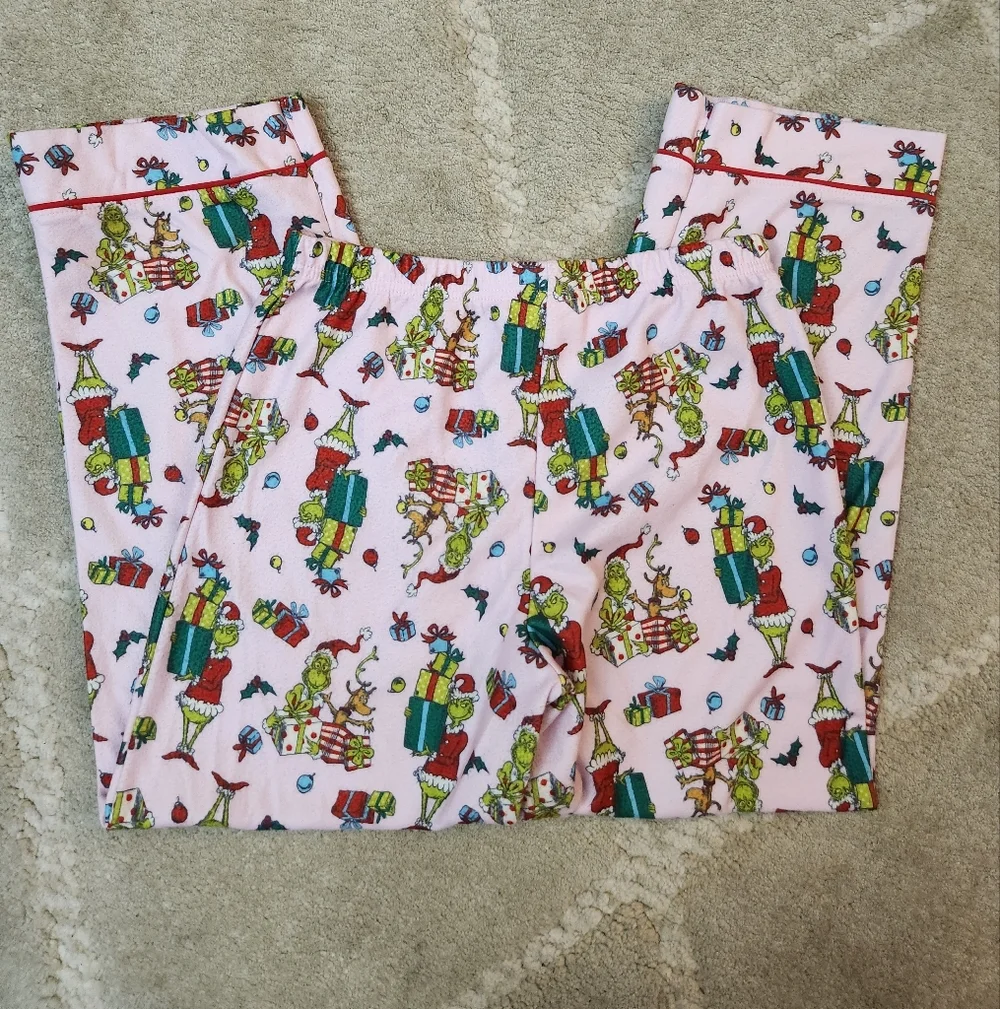 Girls Pink The Grinch Holiday Print Pajama Pants M 7/8